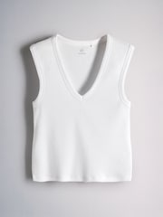 The Set 5 Pack Deep V-Neck Ribbed Vests Multi - Image 4 of 8