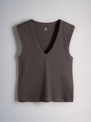 The Set 5 Pack Deep V-Neck Ribbed Vests Multi - Image 5 of 8
