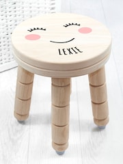 Personalised Cute Face Kids Wooden Stool by Treat Republic - Image 1 of 5