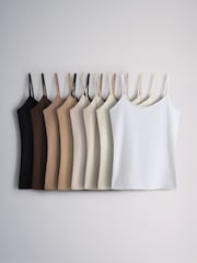 The Set The Set 8 Pack Cami Vests Black/Brown/Neutral/Oat/Cream/White - Image 1 of 11