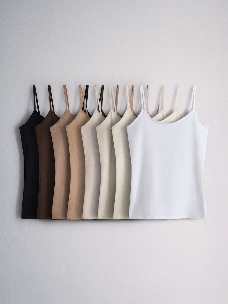 The Set The Set 8 Pack Cami Vests Black/Brown/Neutral/Oat/Cream/White - Image 1 of 11 The Set The Set 8 Pack Cami Vests Black/Brown/Neutral/Oat/Cream/White - Image 1 of 11