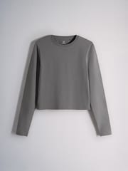 The Set 4 Pack Long Sleeve Cropped T-Shirts Grey/Black - Image 3 of 7