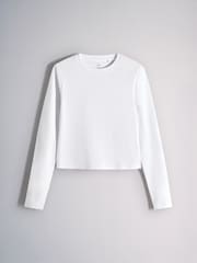 The Set 4 Pack Long Sleeve Cropped T-Shirts Grey/Black - Image 4 of 7