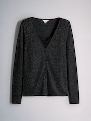 The Set Lurex Sparkle Cardigan and Lace Vest Set Black - Image 2 of 5