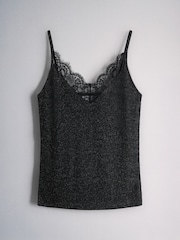The Set Lurex Sparkle Cardigan and Lace Vest Set Black - Image 3 of 5