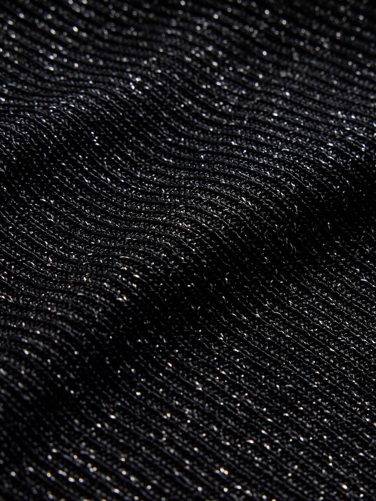 The Set Lurex Sparkle Cardigan and Lace Vest Set Black - Image 5 of 5 The Set Lurex Sparkle Cardigan and Lace Vest Set Black - Image 5 of 5