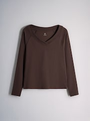 The Set 3 Pack Crossover V-Neck Long Sleeve Tops Brown/Plum/Neutral - Image 7 of 9