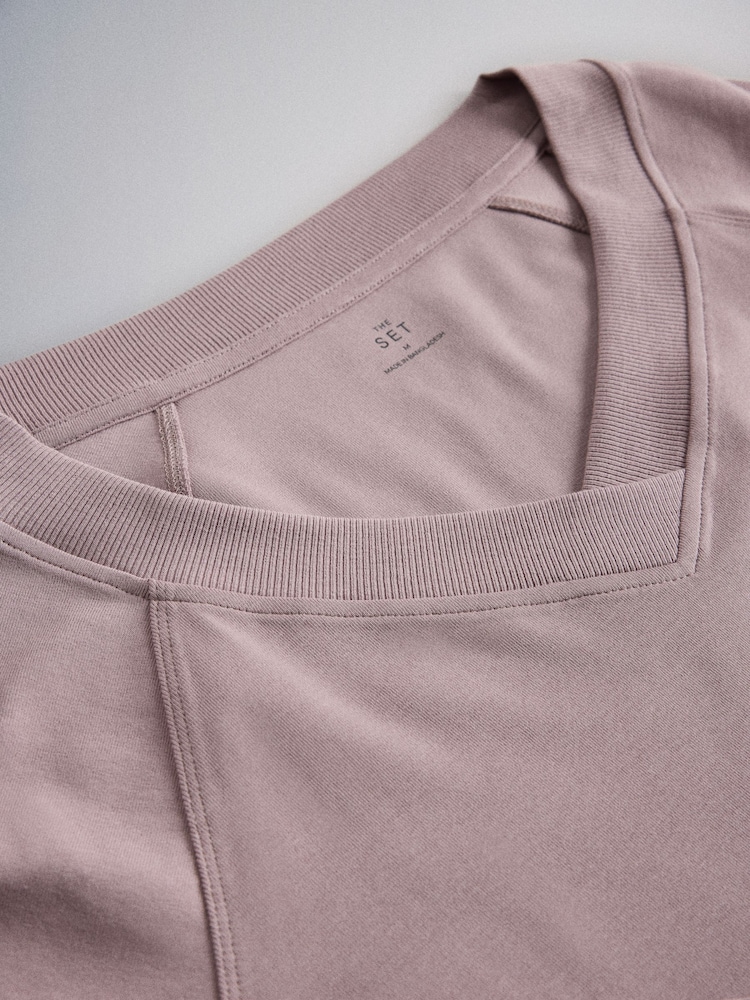 The Set 3 Pack Crossover V-Neck Long Sleeve Tops Brown/Plum/Neutral - Image 9 of 9