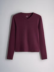 The Set 3 Pack High V-Neck Rib Long Sleeve Tops Burgundy/Cream/Navy - Image 9 of 13