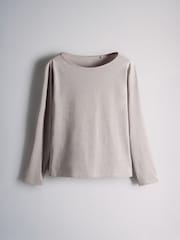 The Set 2 Pack Essentials Slash Neck and Balloon Pyjamas Pink/Taupe Brown - Image 2 of 7