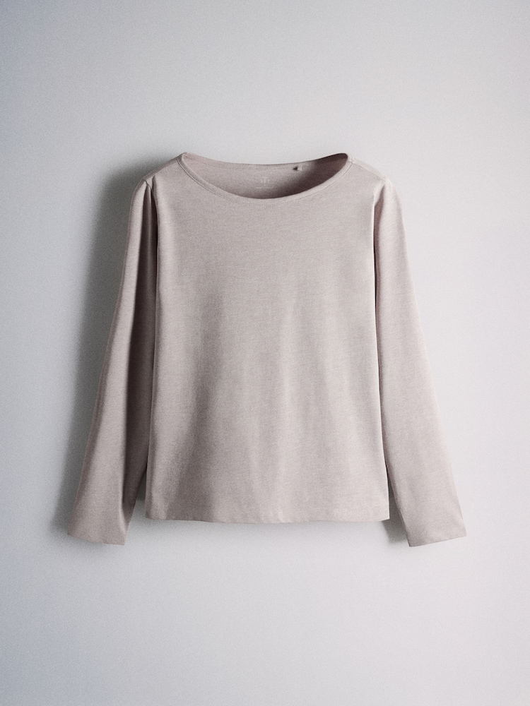 The Set 2 Pack Essentials Slash Neck and Balloon Pyjamas Pink/Taupe Brown - Image 2 of 7