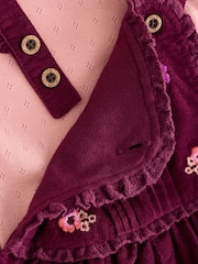 Burgundy Floral Cord Baby Dungarees And Bodysuit Set 2 Piece (0mths-2yrs) - Image 4 of 6