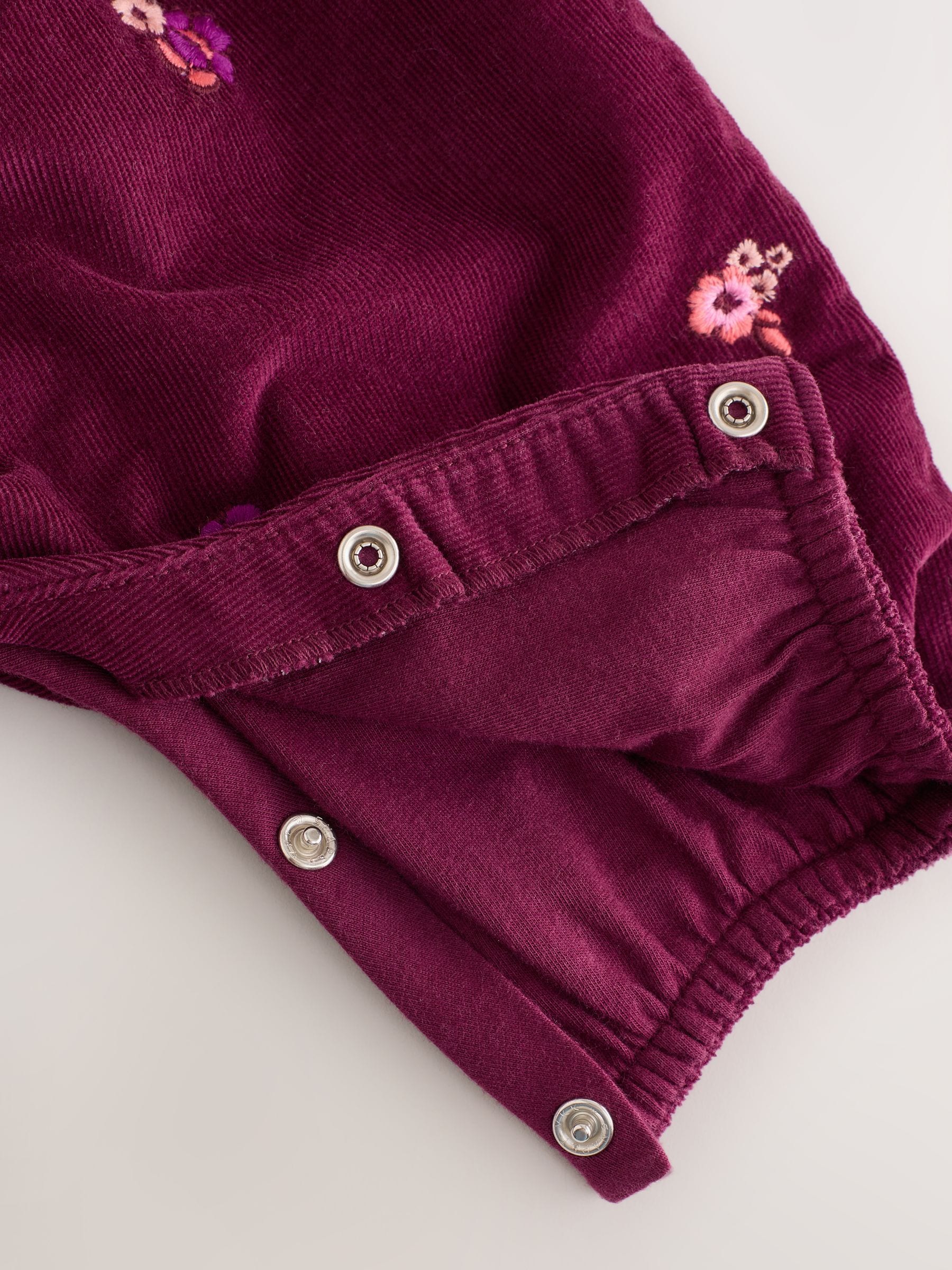 Buy Burgundy Floral Cord Baby Dungarees And Bodysuit Set 2 Piece