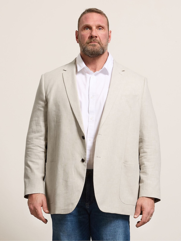 BadRhino Big & Tall Natural Long Linen Blend Suit Jacket - Image 1 of 7