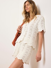 Mint Velvet White Cotton Blend Embellished Crochet Top - Image 4 of 7