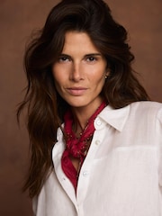 Mint Velvet Red Linen Embellished Neck Scarf - Image 4 of 5