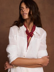 Mint Velvet Red Linen Embellished Neck Scarf - Image 5 of 5