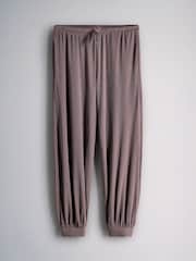 The Set Soft Cream Henley and Balloon Pant Lounge Co-Ord Set Aubergine Purple - Image 3 of 5