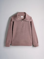 The Set 2 Pack Half Zip Funnel Neck Lounge Sweater Taupe / Pink - Image 2 of 5