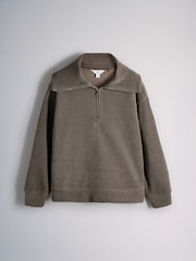 The Set 2 Pack Half Zip Funnel Neck Lounge Sweater Taupe / Pink - Image 3 of 5