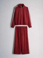 The Set Funnel Neck Sweat with Straight Leg Joggers Co-Ord Set Red - Image 1 of 6