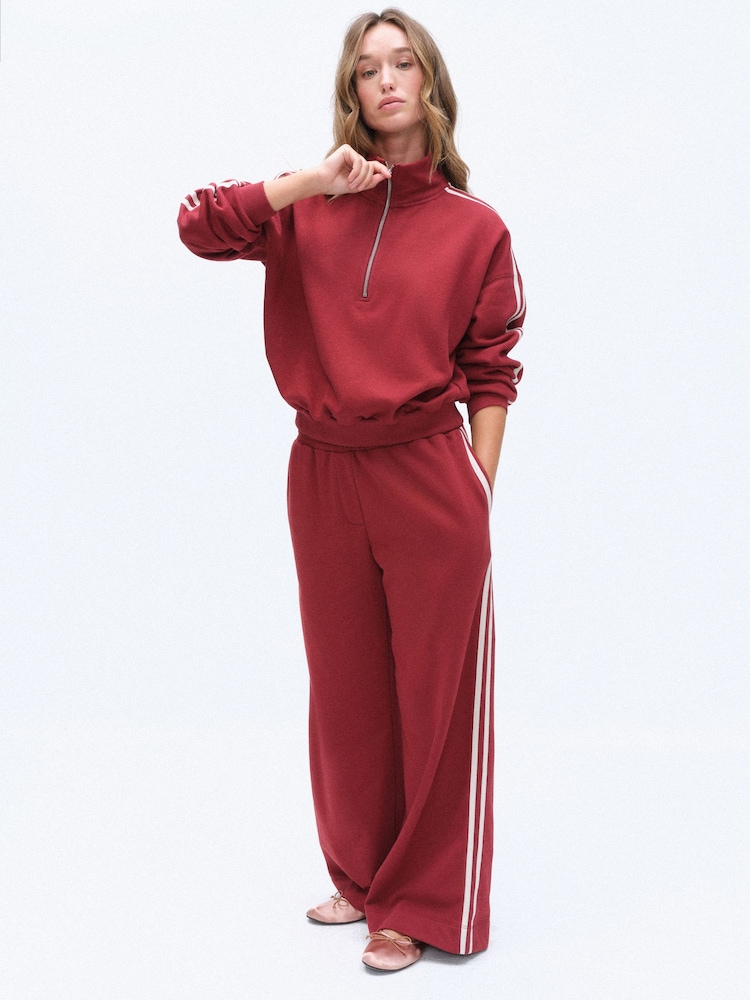 The Set Funnel Neck Sweat with Straight Leg Joggers Co-Ord Set Red - Image 2 of 6