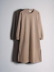 The Set 2 Pack Maxi Sweat Dresses Neutral Taupe/Brown - Image 1 of 5