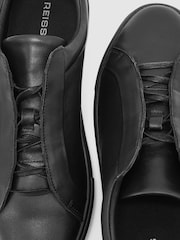 Reiss All Black Jenson Leather Hidden-Lace Trainers - Image 4 of 4