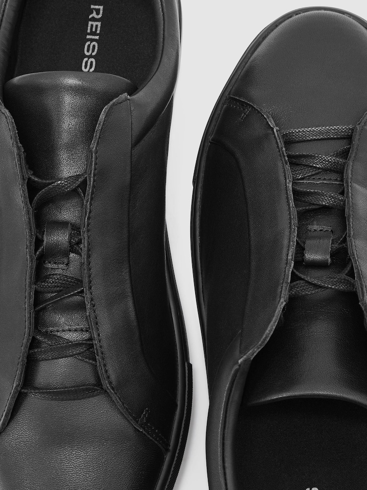 Reiss All Black Jenson Leather Hidden-Lace Trainers - Image 4 of 4 Reiss All Black Jenson Leather Hidden-Lace Trainers - Image 4 of 4