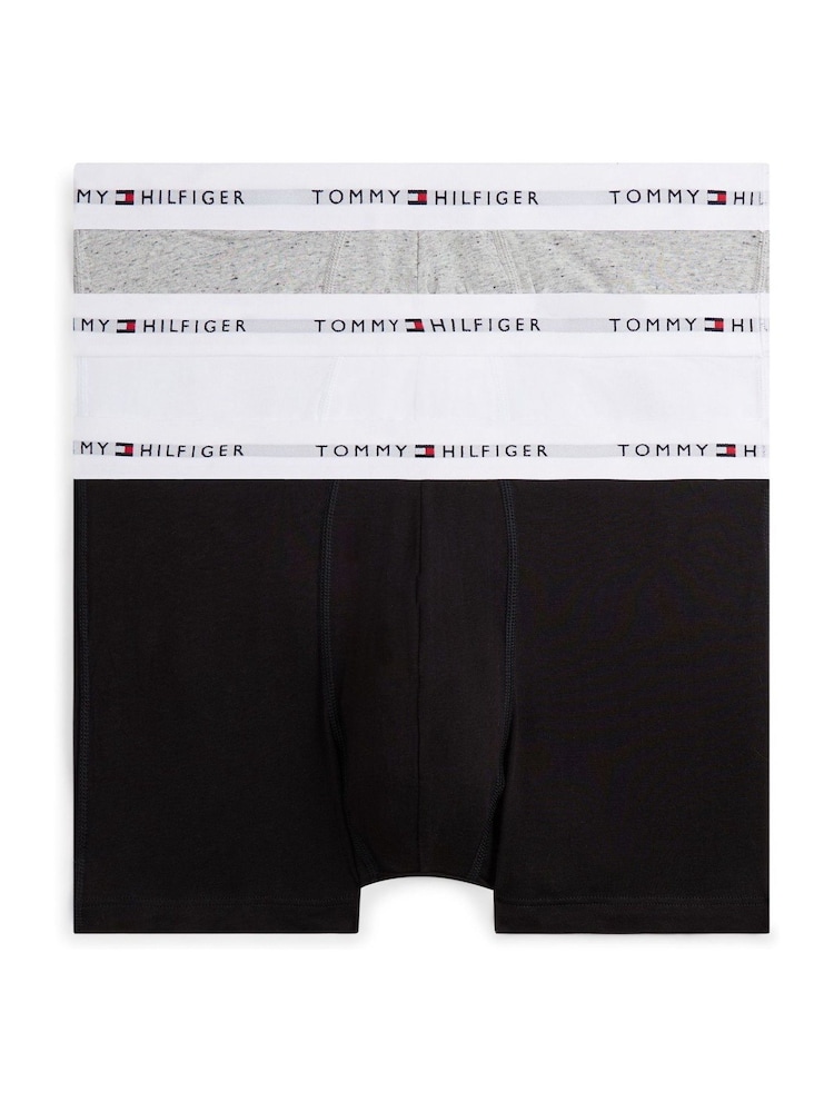 Tommy Hilfiger Grey Cotton Stretch Trunks 3 Pack - Image 1 of 6