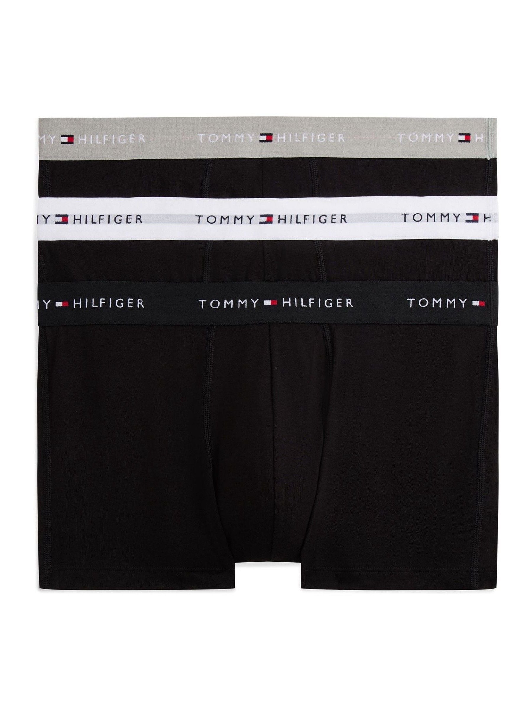 Tommy Hilfiger Men's Grey Heather/Black/White Cotton Stretch Boxer Trunks 3 Pack - Image 1