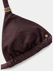 Mint Velvet Chocolate Brown Textured High Apex Bikini Top - Image 5 of 5