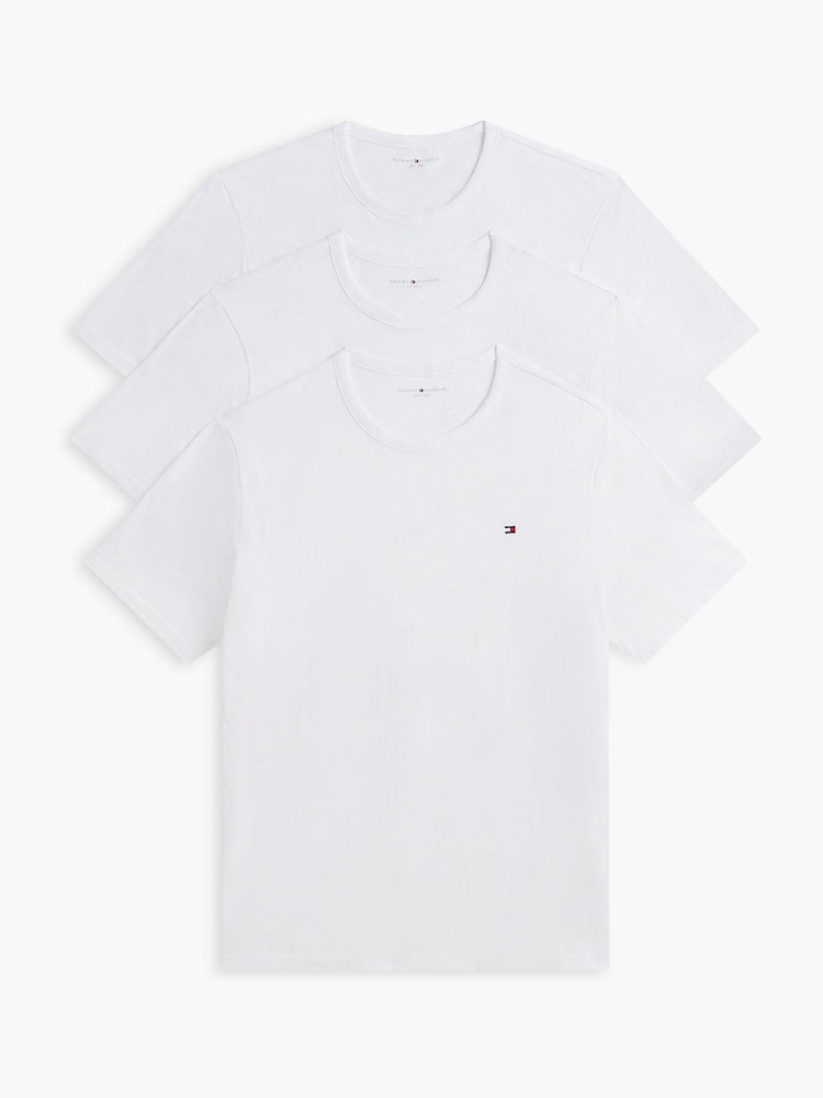 Tommy Hilfiger White Cotton T-Shirts 3 Pack - Image 1 of 5 Tommy Hilfiger White Cotton T-Shirts 3 Pack - Image 1 of 5