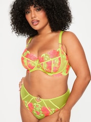 Ann Summers Green DD+ Non Pad Balcony Paradise Glow Neon Floral Embroidery Bra - Image 1 of 5