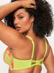 Ann Summers Green DD+ Non Pad Balcony Paradise Glow Neon Floral Embroidery Bra - Image 2 of 5