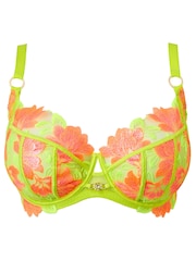 Ann Summers Green DD+ Non Pad Balcony Paradise Glow Neon Floral Embroidery Bra - Image 5 of 5