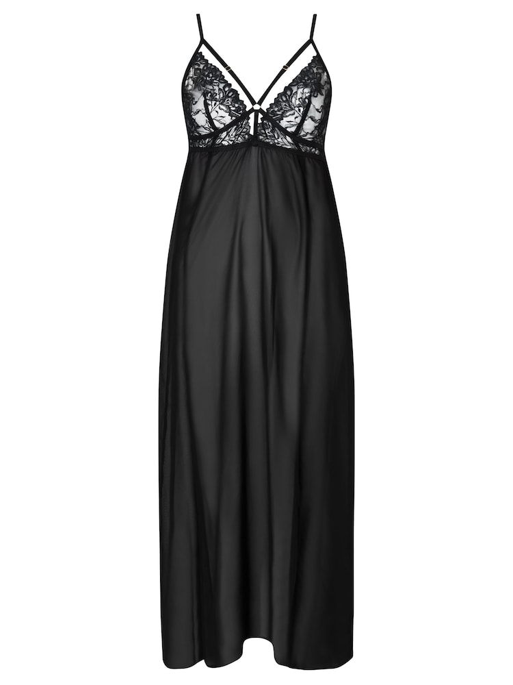Ann Summers Black Zelia Mesh & Floral Lace Maxi Chemise - Image 5 of 5