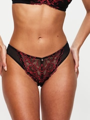 Ann Summers Black/Red Brazillian Sexy Lace Knickers - Image 2 of 5
