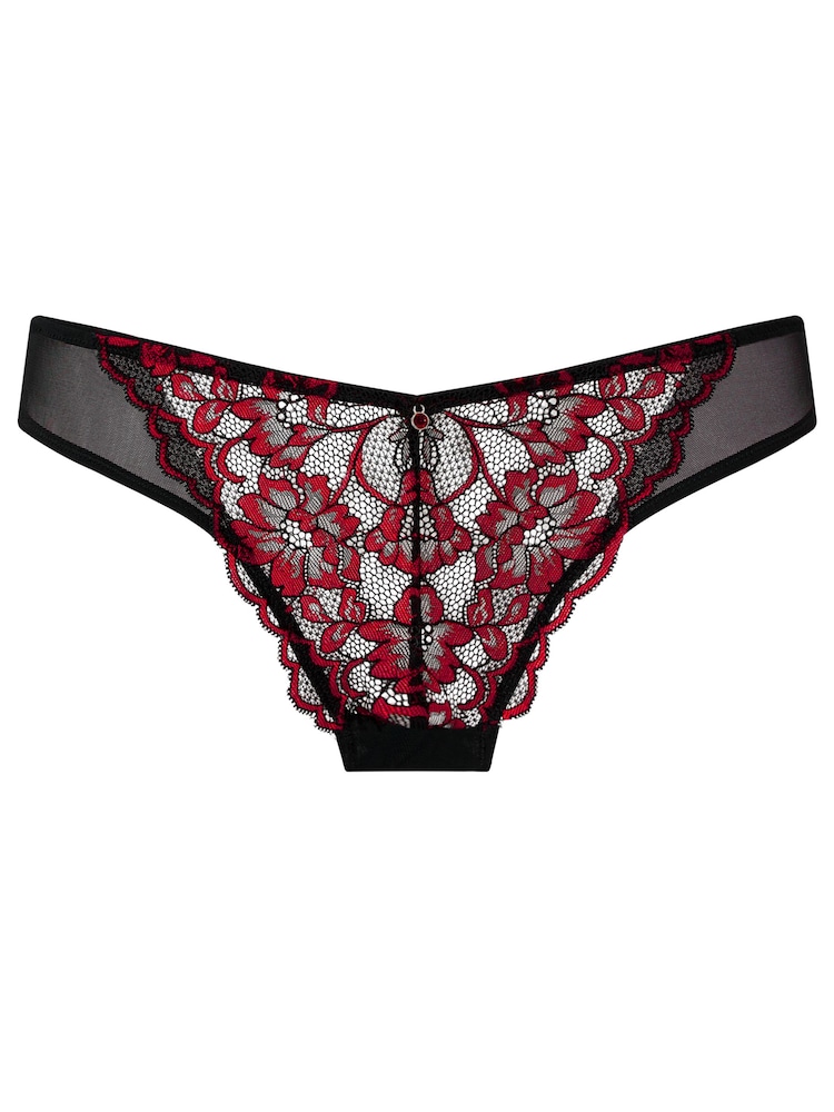Ann Summers Black/Red Brazillian Sexy Lace Knickers - Image 5 of 5