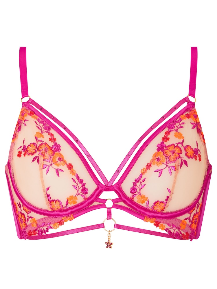 Ann Summers Pink Tropical Tease Ditsy Floral Embroidery Non Padded Plunge Bra - Image 6 of 6 Ann Summers Pink Tropical Tease Ditsy Floral Embroidery Non Padded Plunge Bra - Image 6 of 6