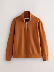 Red Cotton Rich Jersey Quarter Zip Sweatshirt - Image 1 of 3