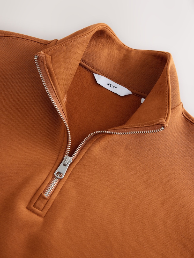 Red Cotton Rich Jersey Quarter Zip Sweatshirt - Image 2 of 3 Red Cotton Rich Jersey Quarter Zip Sweatshirt - Image 2 of 3