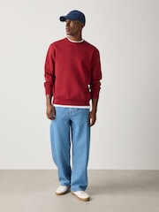 Red Regular Fit Heavyweight Cotton Rich Crew Neck Sweatshirt - Image 2 of 4