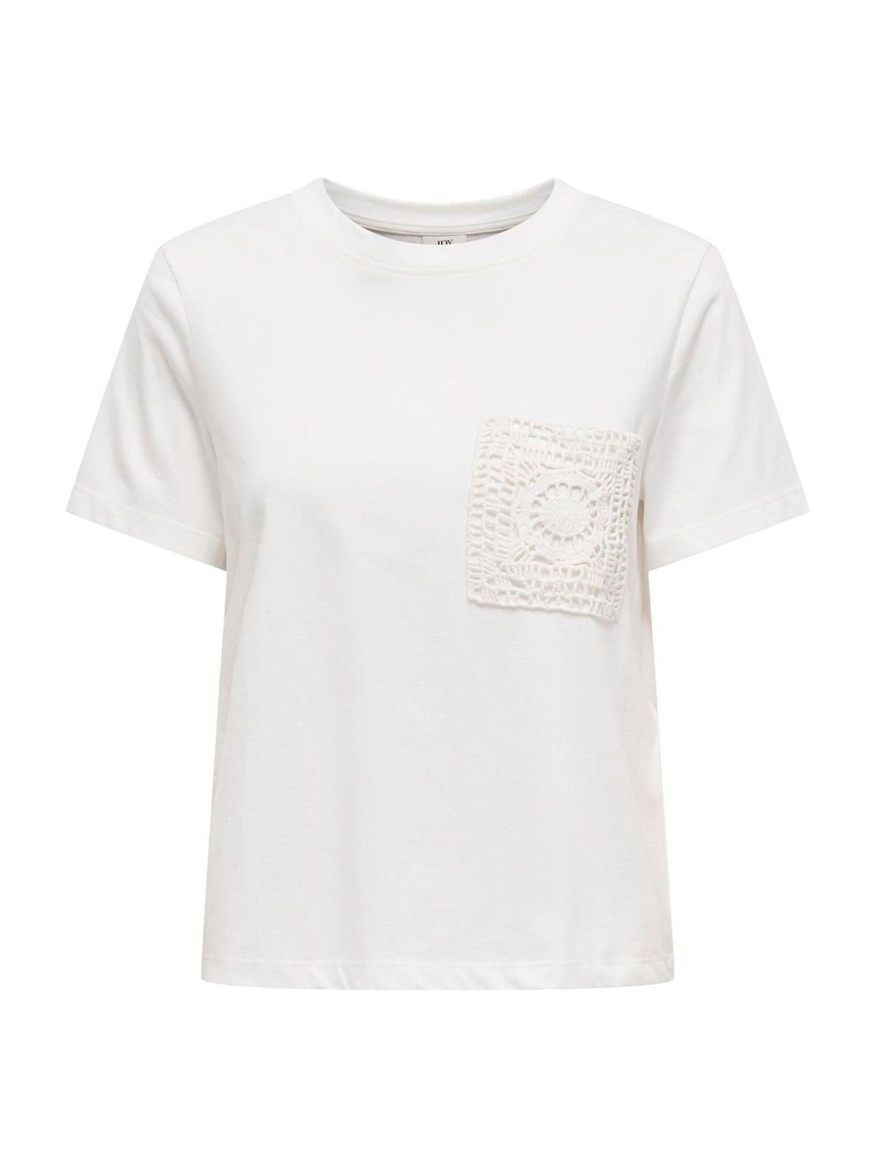 Buy JDY White Cotton T-Shirt With Crochet Pocket from Next USA