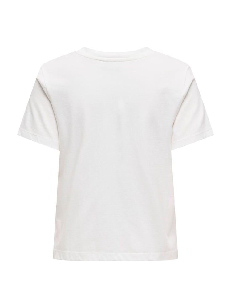JDY White White Cotton T-Shirt With Crochet Pocket - Image 6 of 6