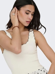 JDY White/Black Knitted Vest with Scallop Edge - Image 4 of 6