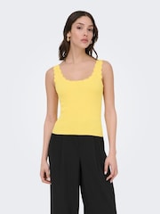 JDY Yellow Knitted Vest with Scallop Edge - Image 2 of 6