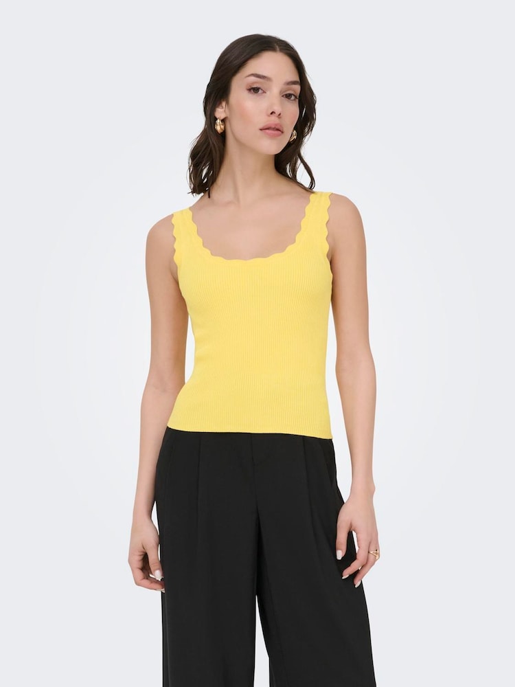 JDY Yellow Knitted Vest with Scallop Edge - Image 2 of 6