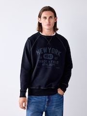 Black Graphic Soft Loopback Crew Neck Sweatshirt - Image 4 of 8