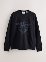 Black Graphic Soft Loopback Crew Neck Sweatshirt - Image 6 of 8